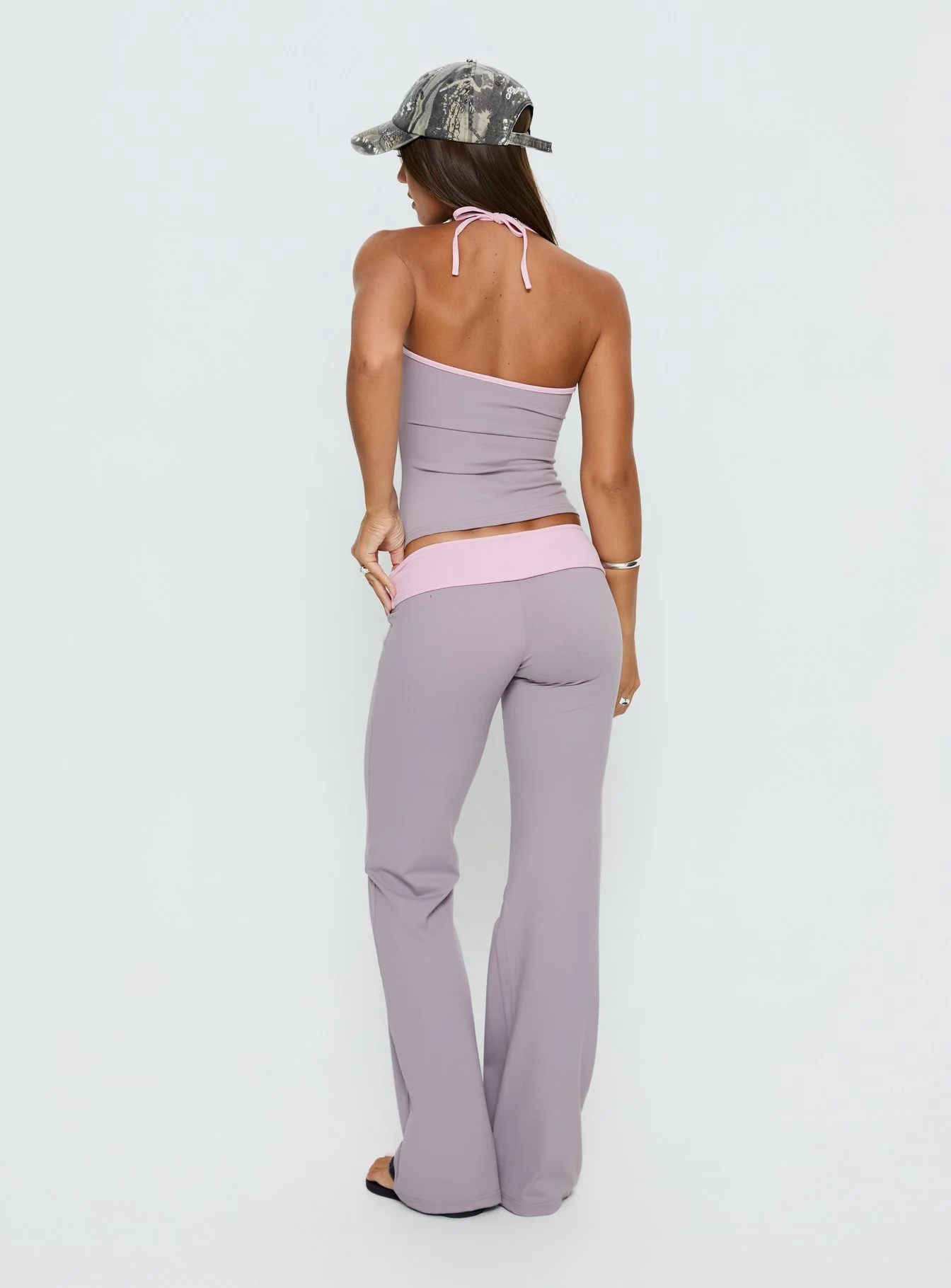 Kobee Jersey Flare Pants Slate / Dusty Pink