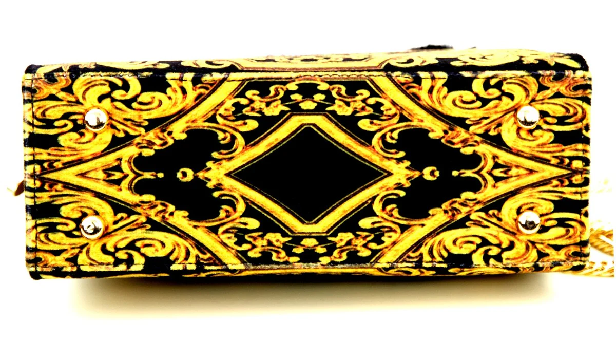 Pompöös by Luxus women's handbag crown and rhinestones black / gold 25 x H. 20 cm - designed by Harald Glööckler