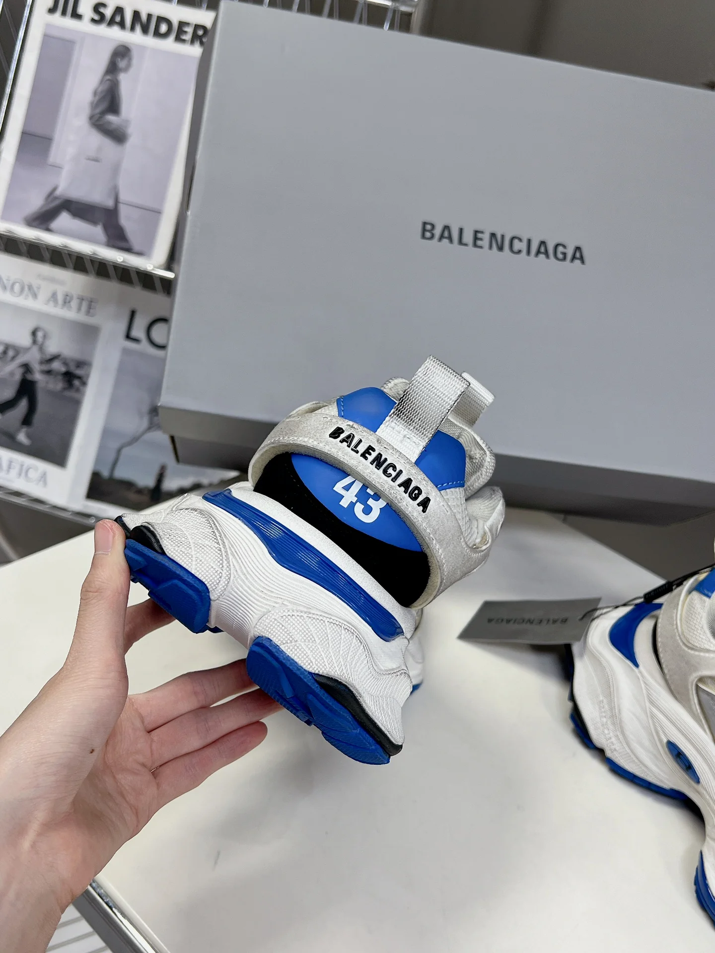 Balenciaga Style Chunky Sneakers With Blue Details For Fashionable Looks - Sneaker Replica Workshop