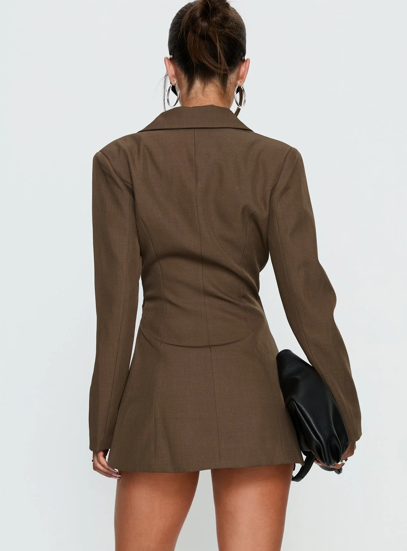 Kealy Plunge Neck Blazer Playsuit Brown