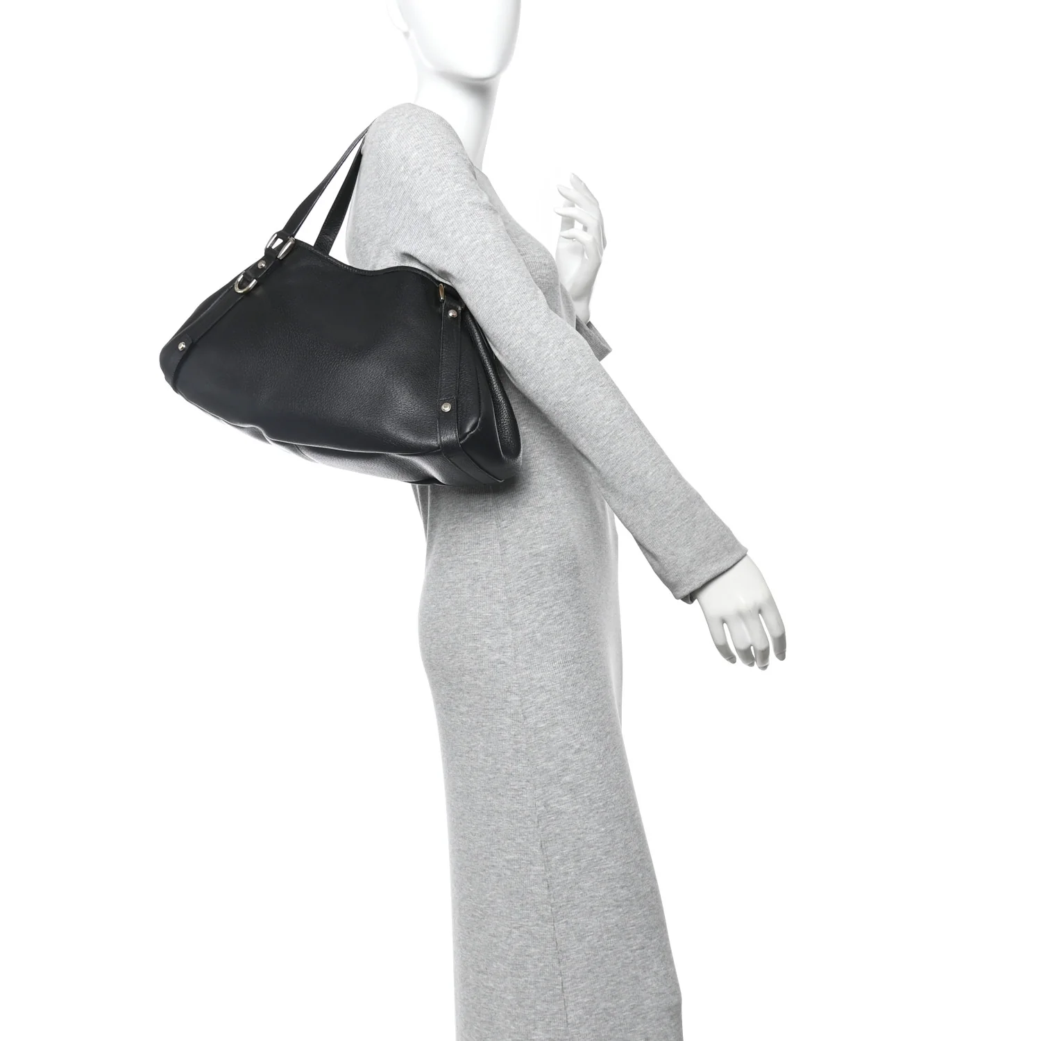 Calfskin Medium Abbey Shoulder Bag Black