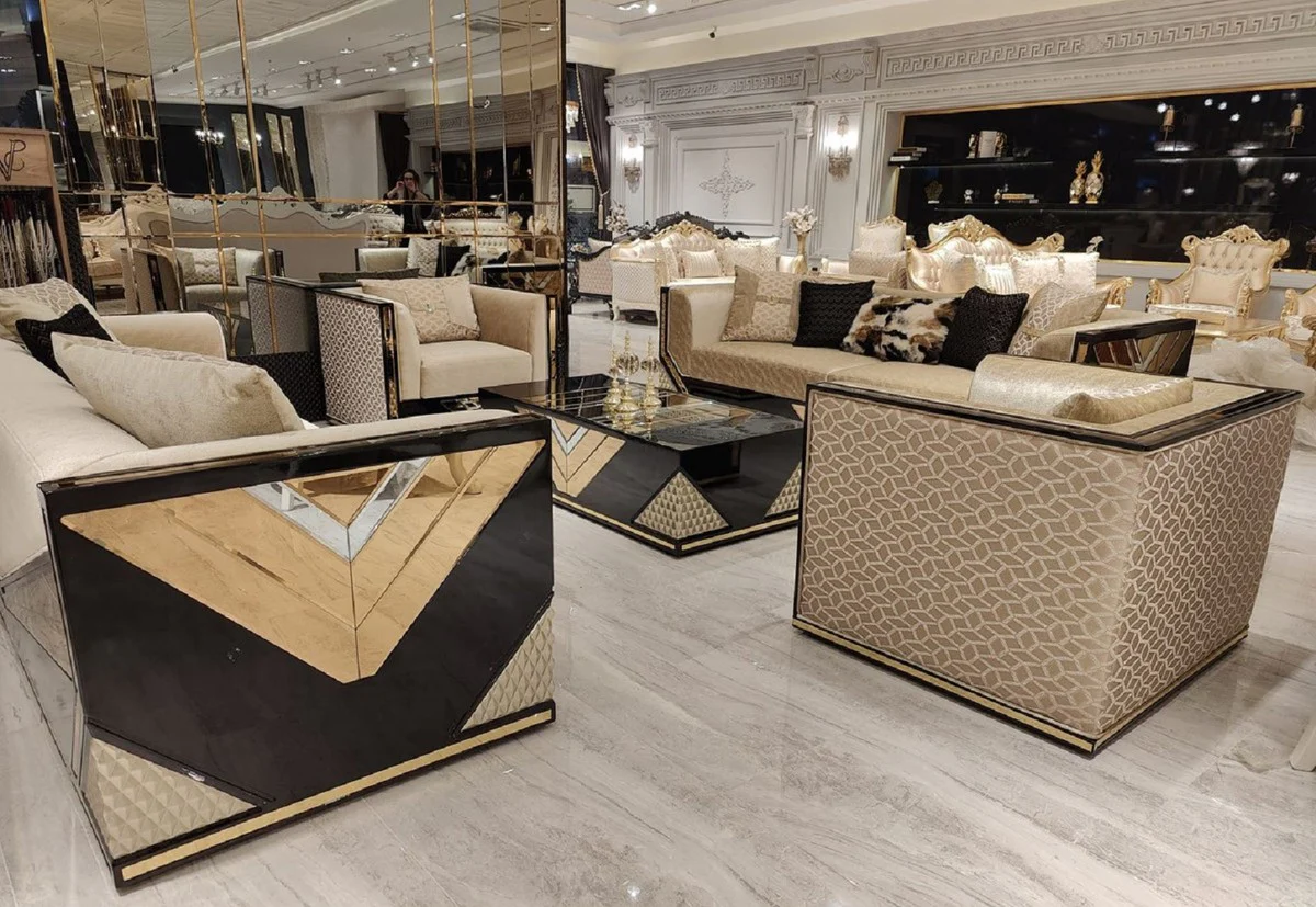 Luxury armchair gold / black - living room armchair - hotel armchair - living room furniture - hotel furniture - luxury furniture - living room furnishings - luxury furnishings