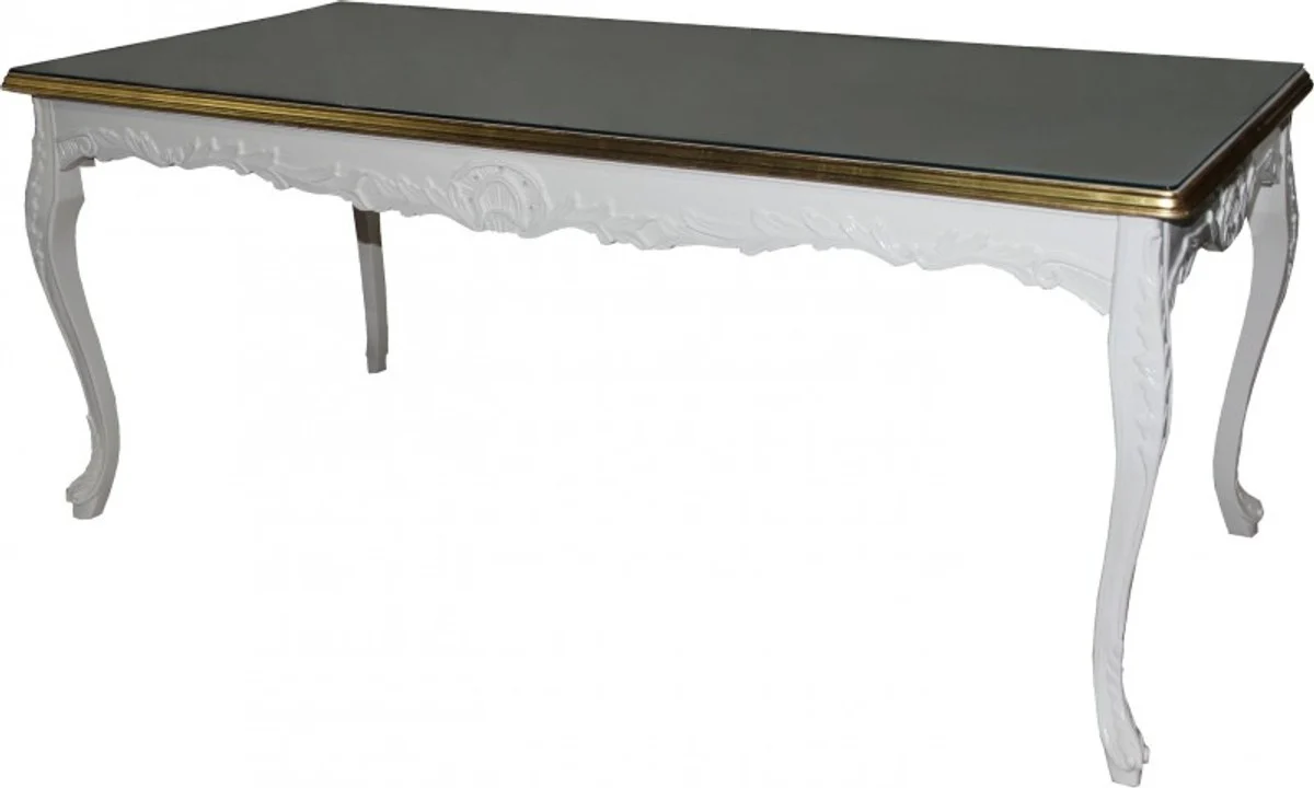Baroque dining table light cream/gold 200 cm x 90 cm - dining room table - antique style furniture - limited edition