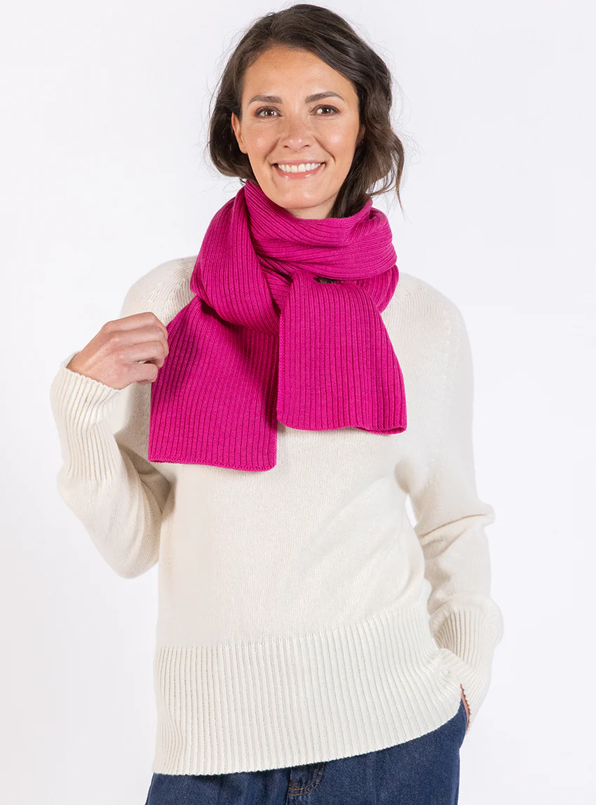 Echarpe en laine mérinos rose framboise