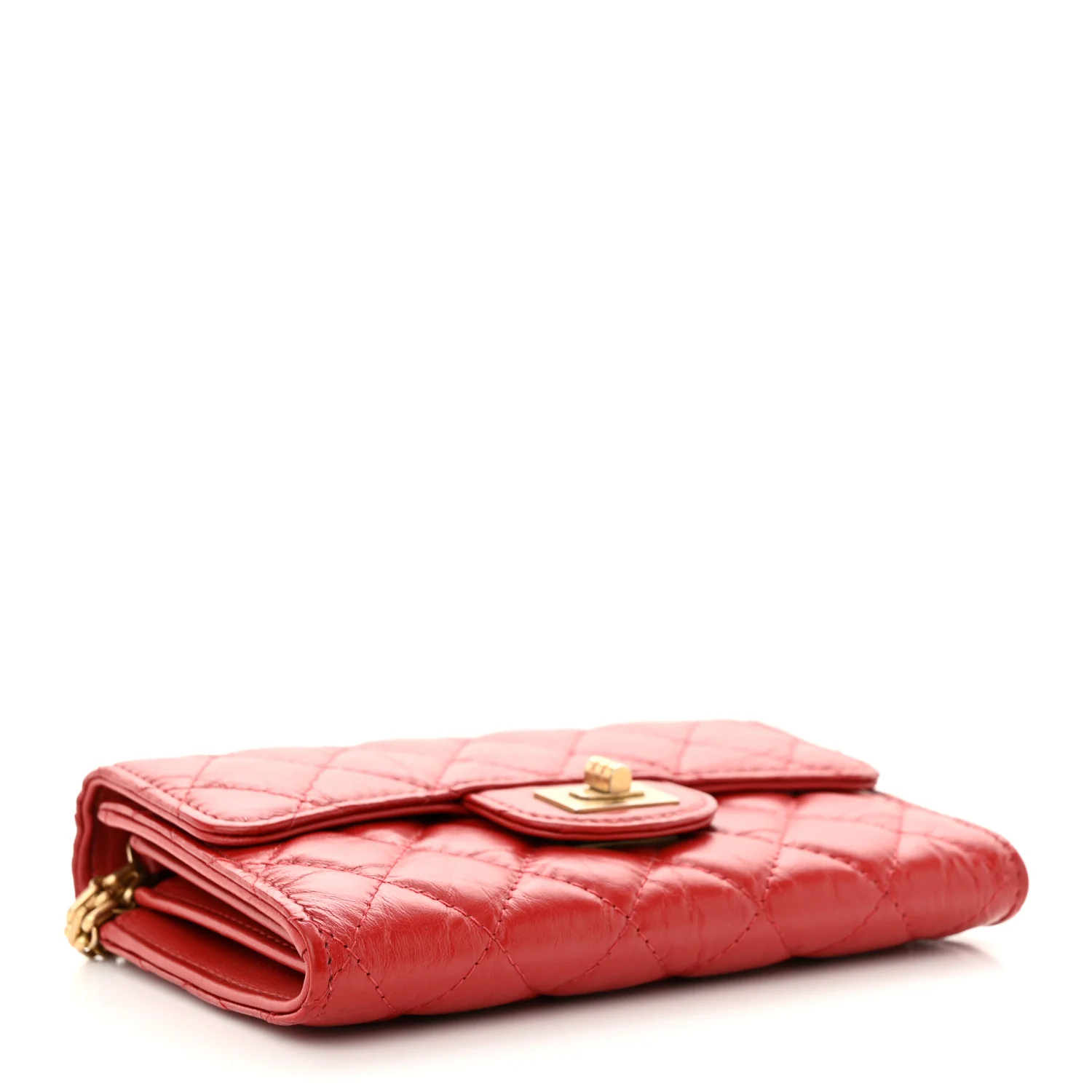 Aged Calfskin Quilted 2.55 Reissue Clutch With Chain Red - Top Club
