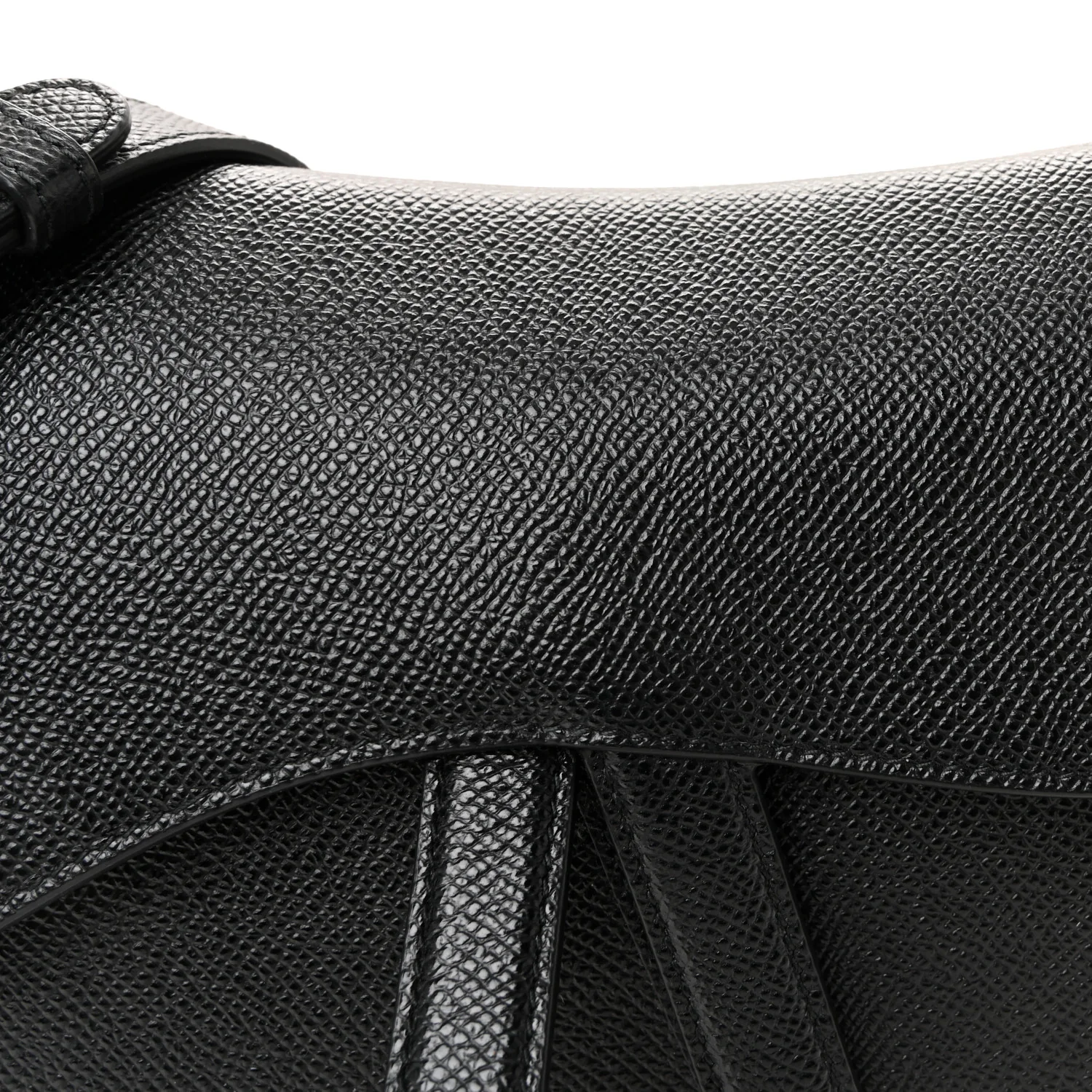 Grained Calfskin Saddle Bag With Strap Black - Top Club