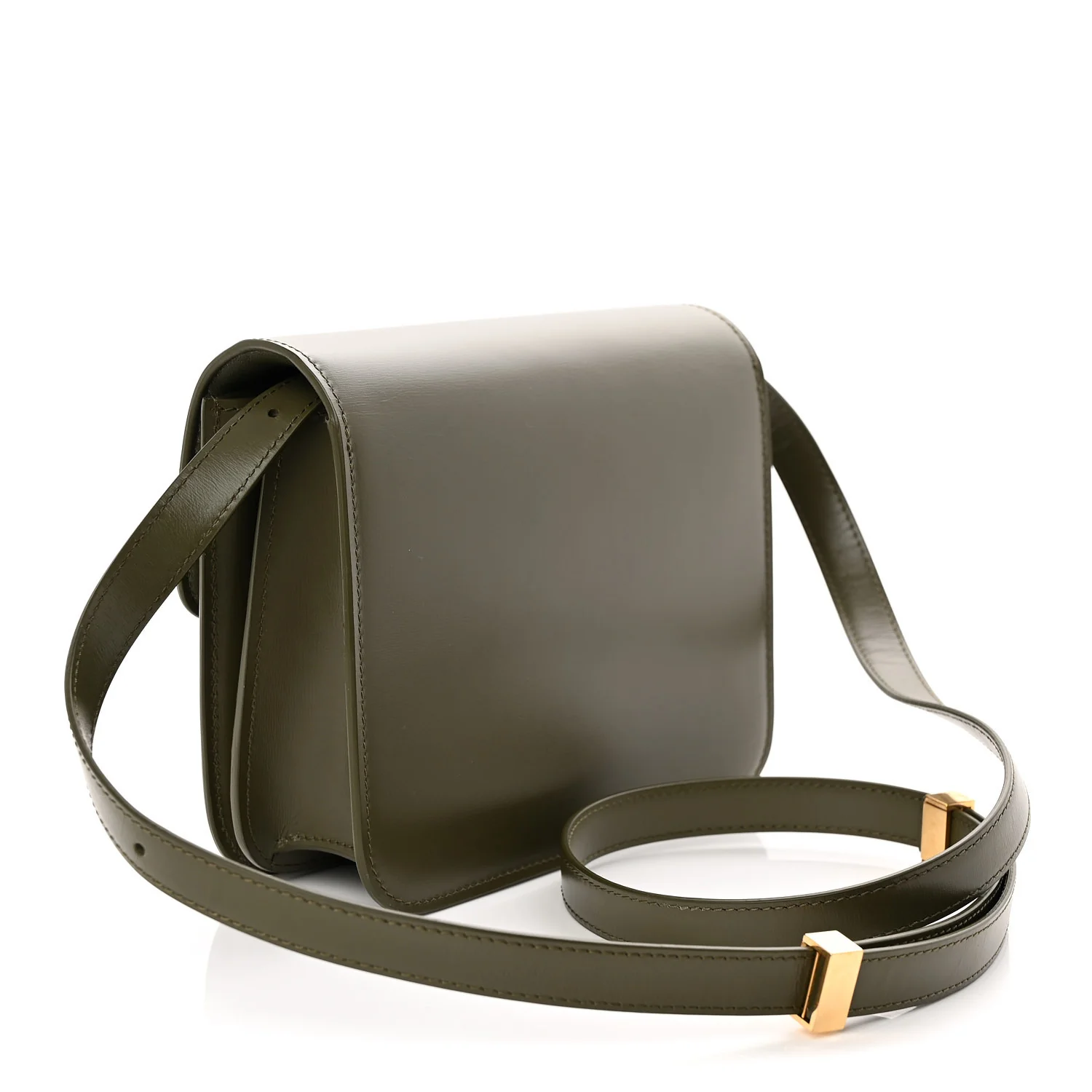 Box Calfskin Teen Classic Box Flap Bag Dark Olive - Top Club