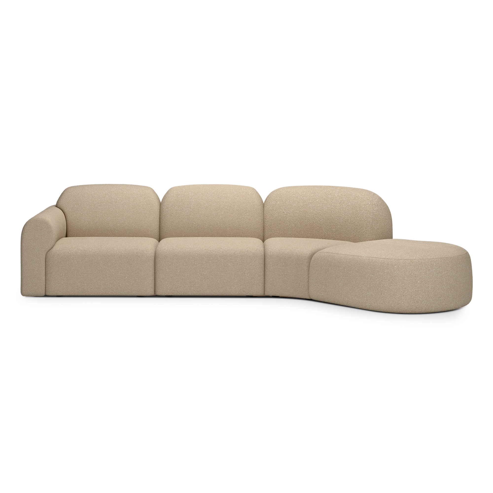 Modulaire bank Bulky rechts 45° hoek ronde voet almond