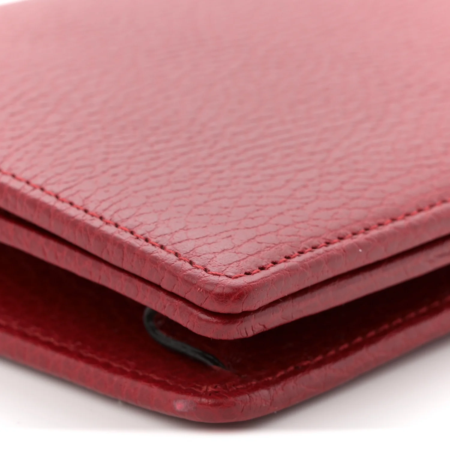Dollar Calfskin Mini GG Marmont Chain Wallet Hibiscus Red - Top Club