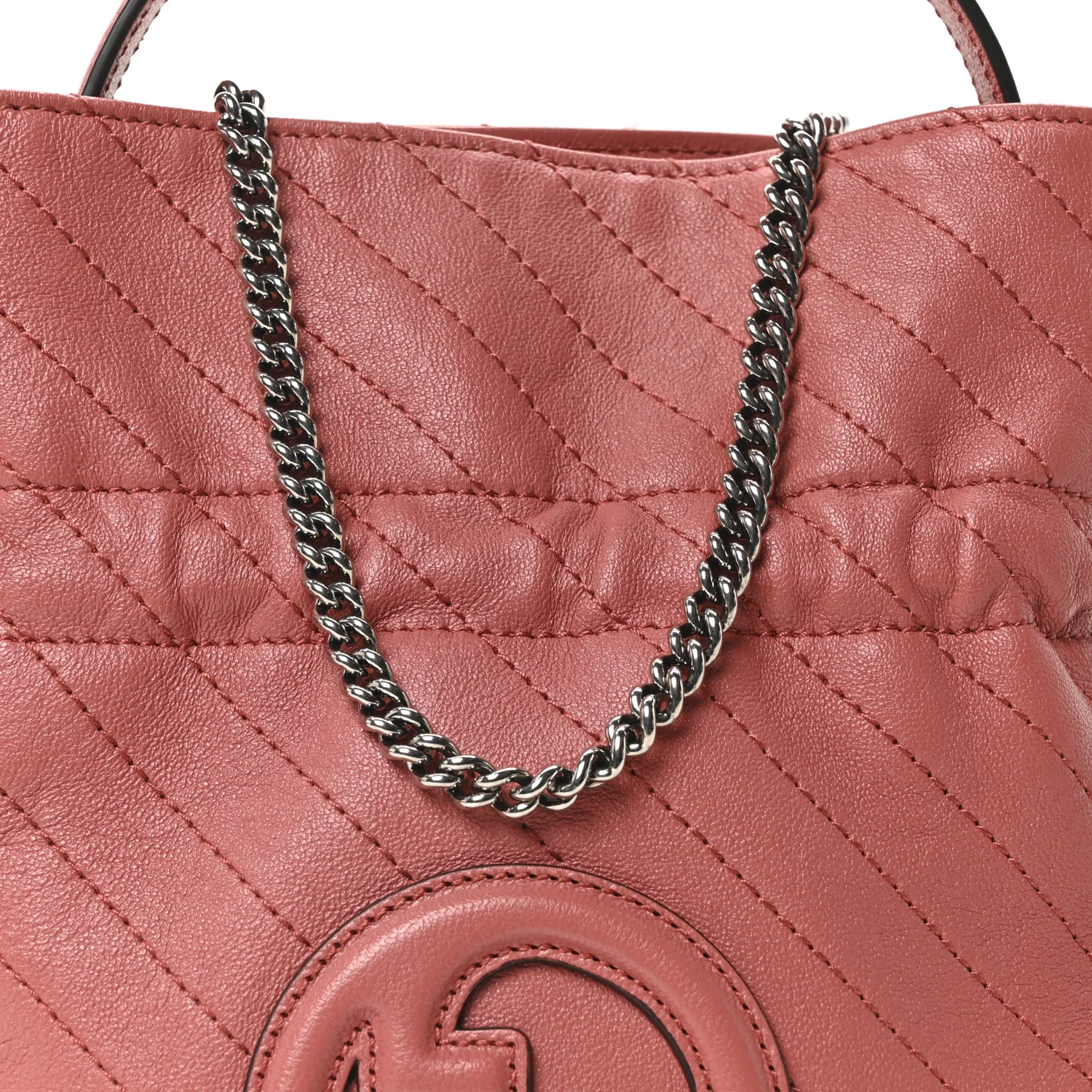 Sakai Be Green Calfskin Diagonal Stitched Mini Blondie Bucket Bag Pink - Top Club