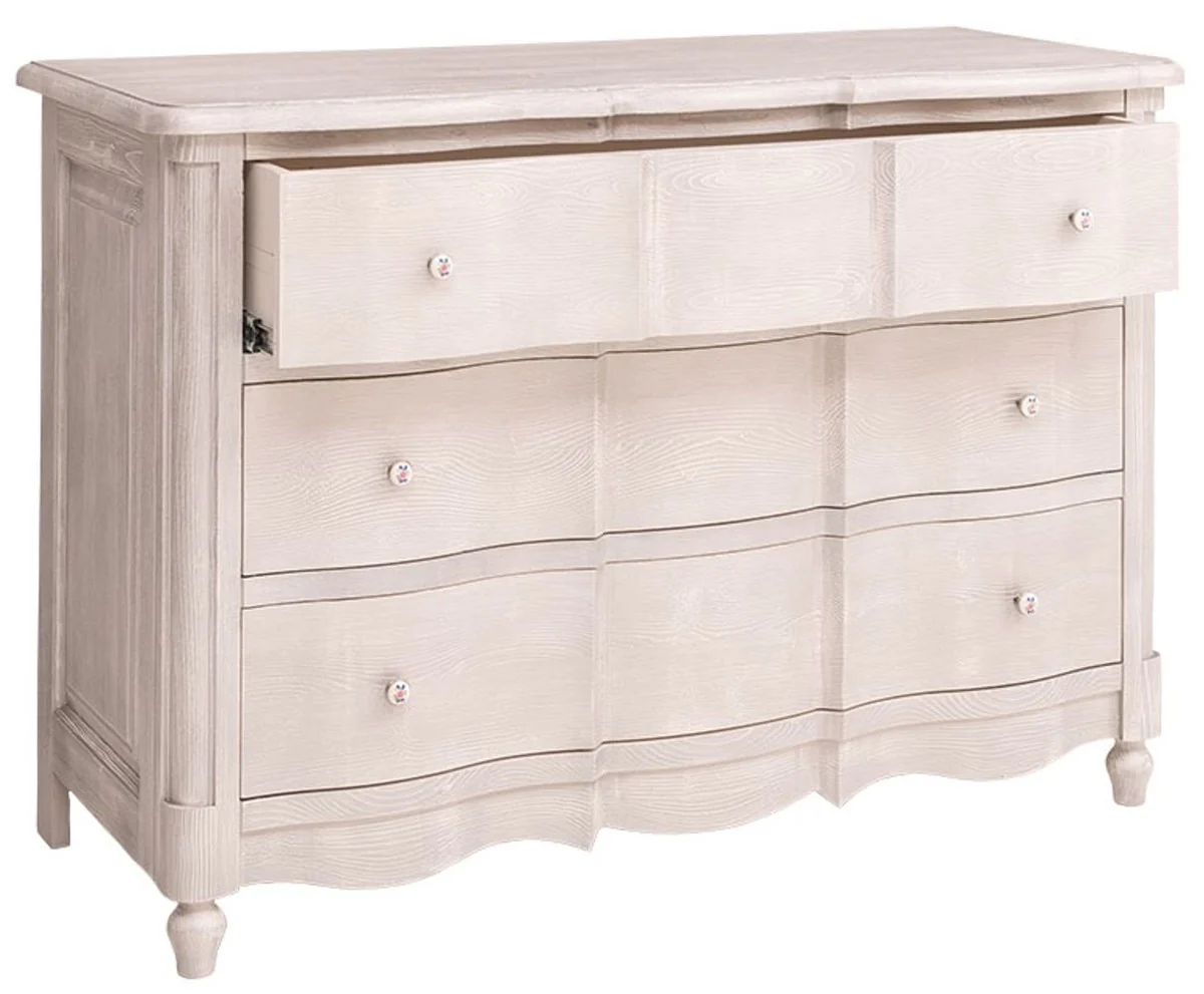 Baroque country house style chest of drawers with 3 drawers light gray 130 cm