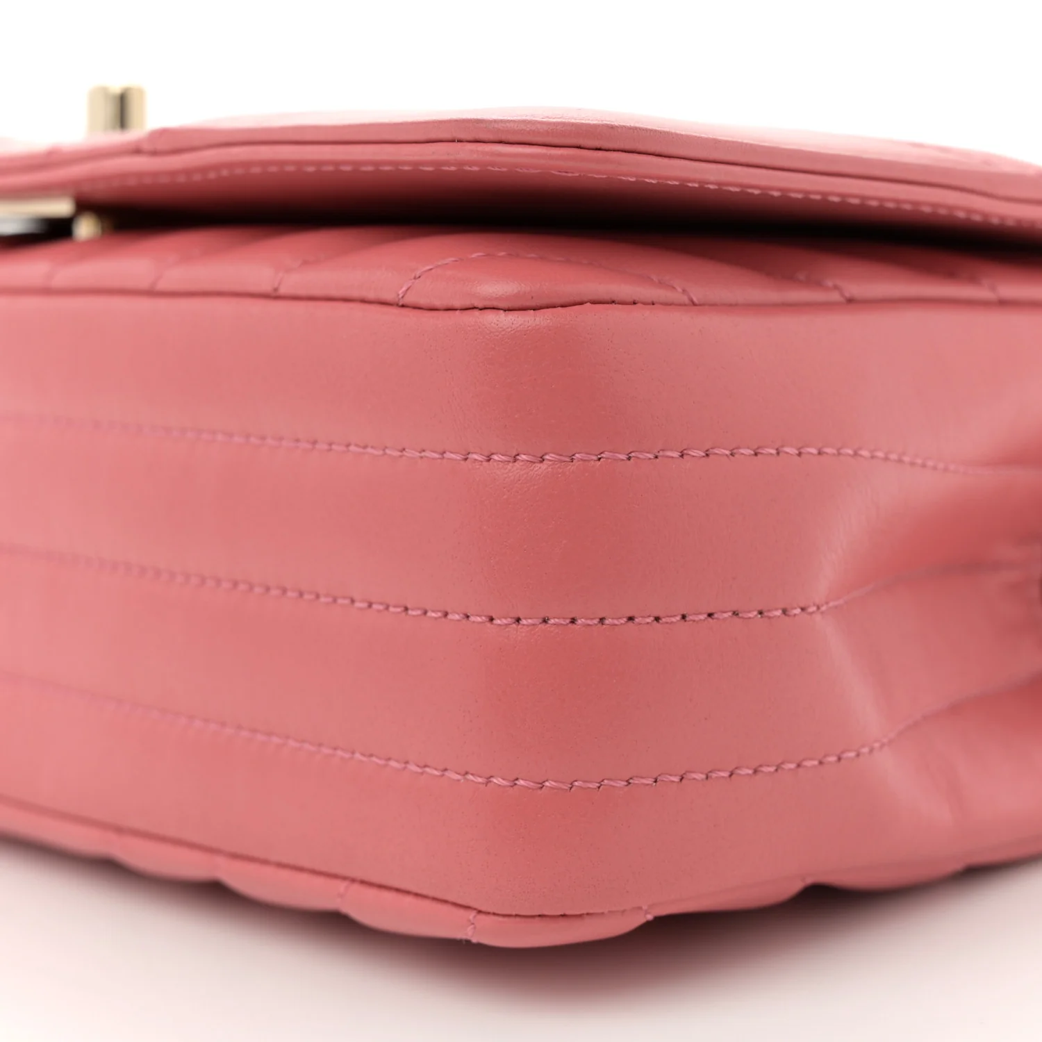 Calfskin Chevron Quilted Mini Statement Flap Pink - Top Club