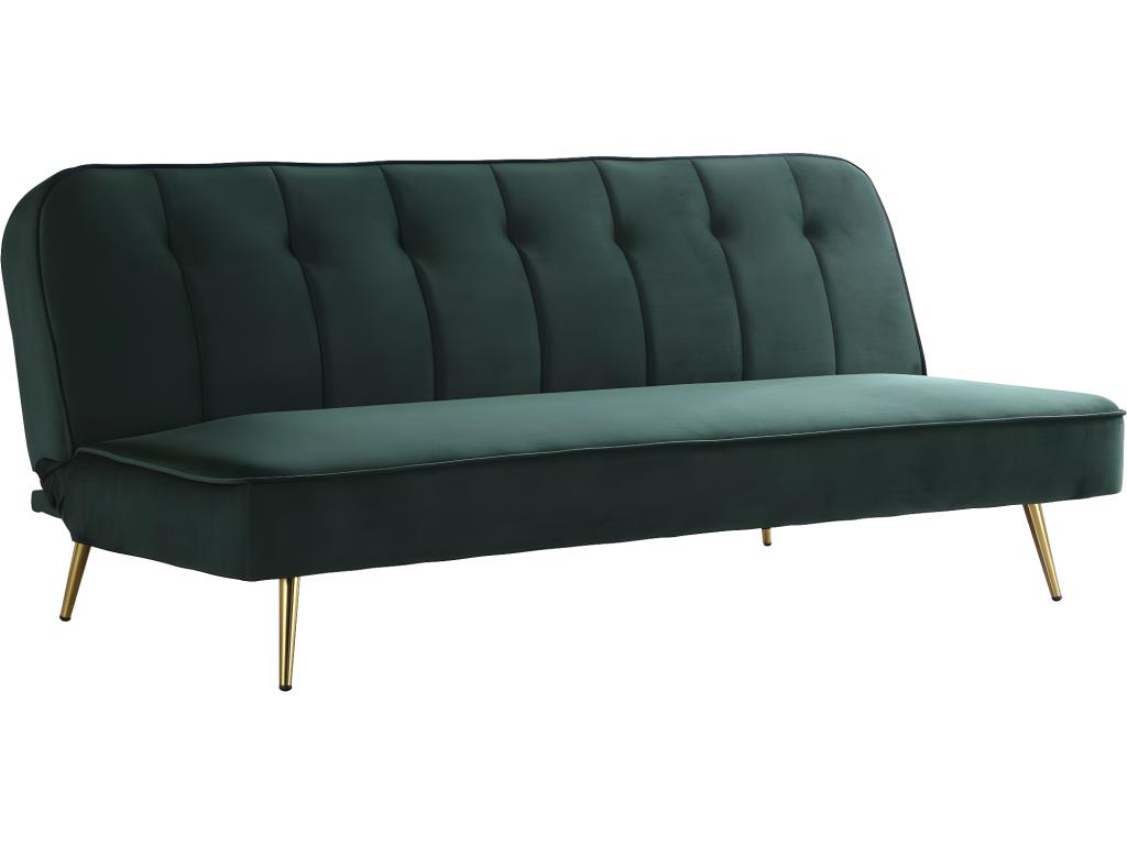 Sofá cama terciopelo - 180 x 83 x 75 cm - 3 plazas - verde oscuro