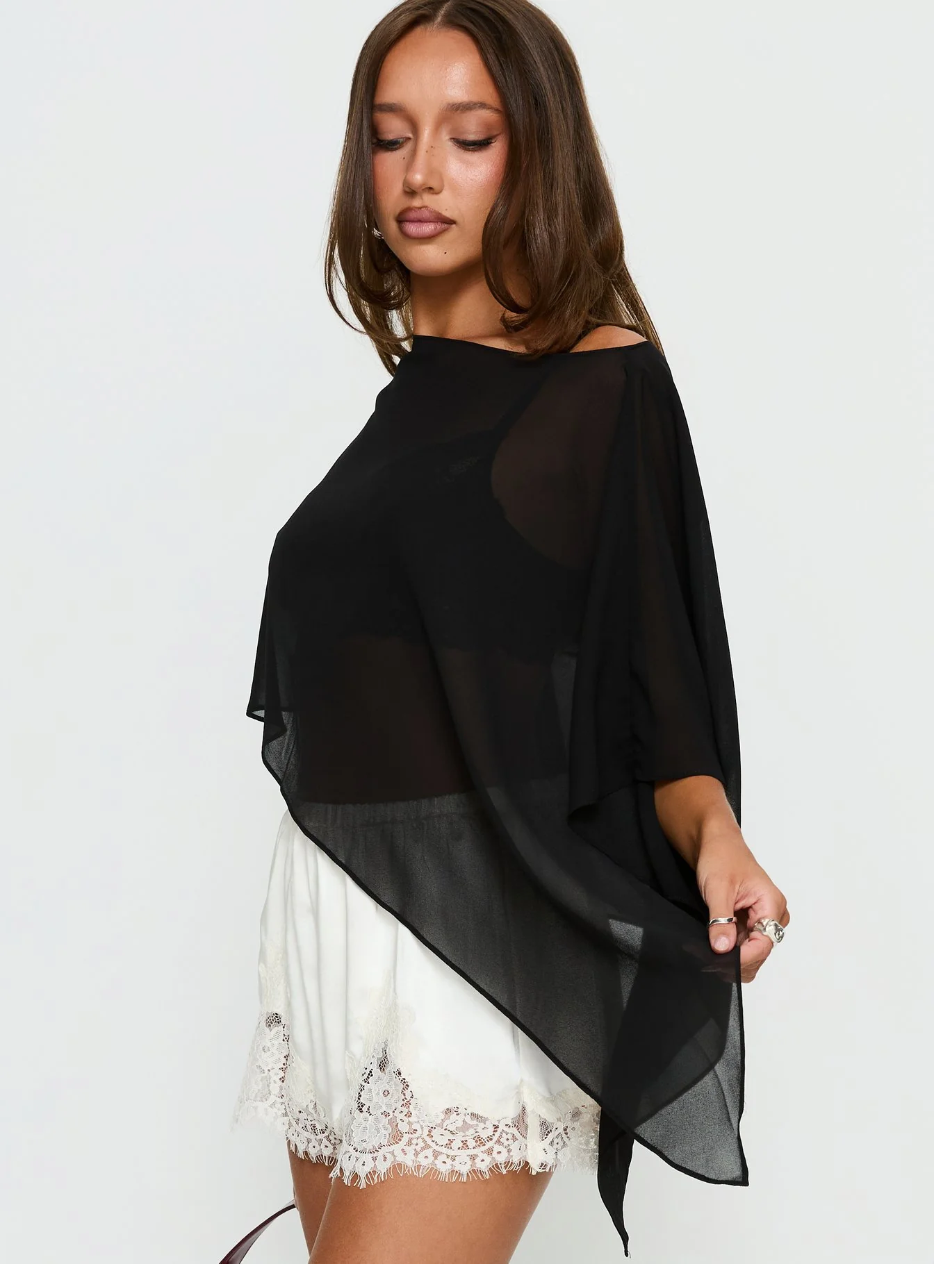 Mairelle Sheer Poncho Black