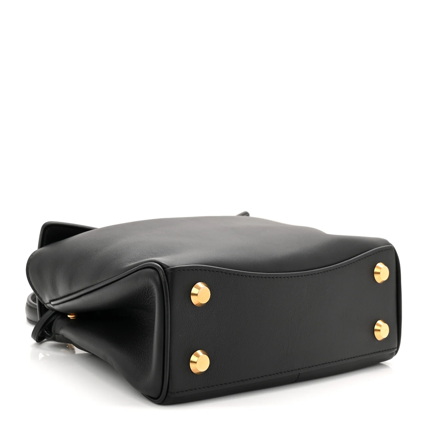 Natural Smooth Calfskin Mini Rodeo Top Handle Handbag Black - Top Club