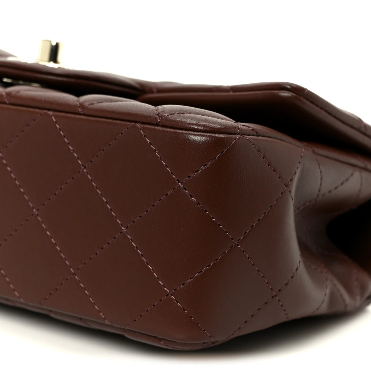 Lambskin Quilted Mini Top Handle Rectangular Flap Dark Brown - Top Club