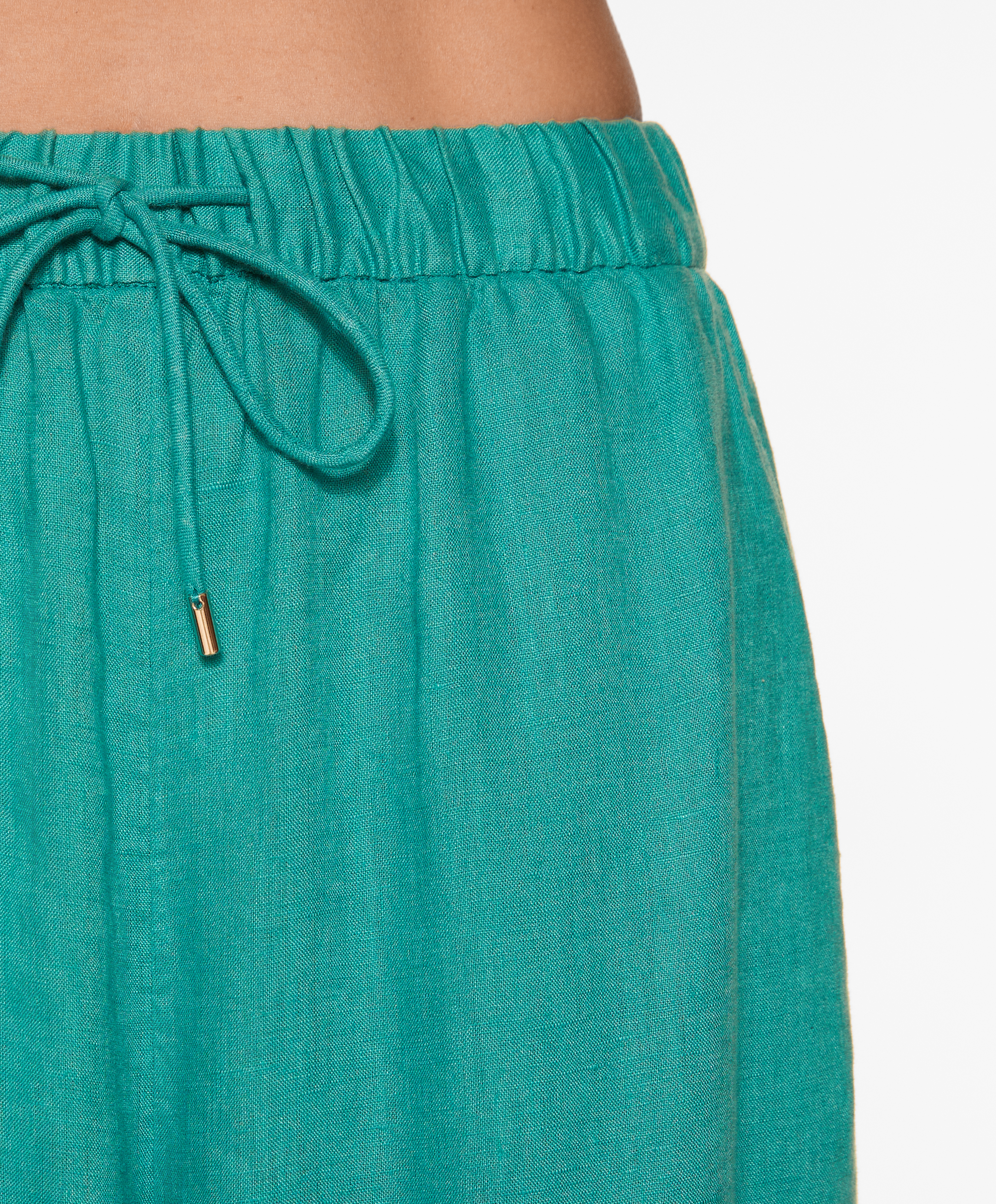 OYSHO 100% linen wide straight-leg trousers
