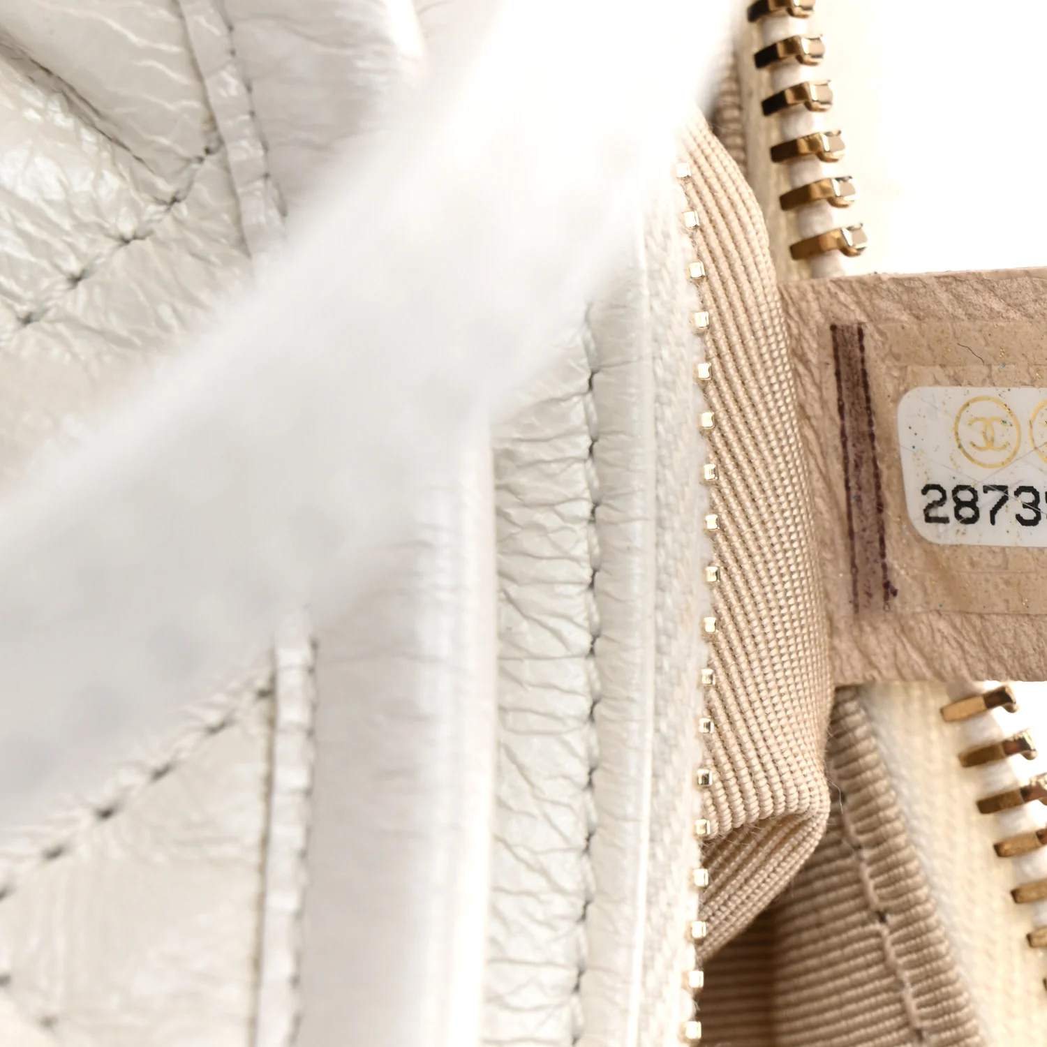 Iridescent Aged Calfskin Chevron Quilted Small Gabrielle Hobo White - Top Club