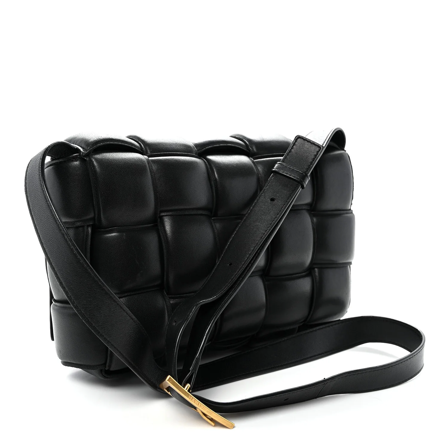 Nappa Maxi Intreccio Padded Cassette Crossbody Bag Black - Top Club