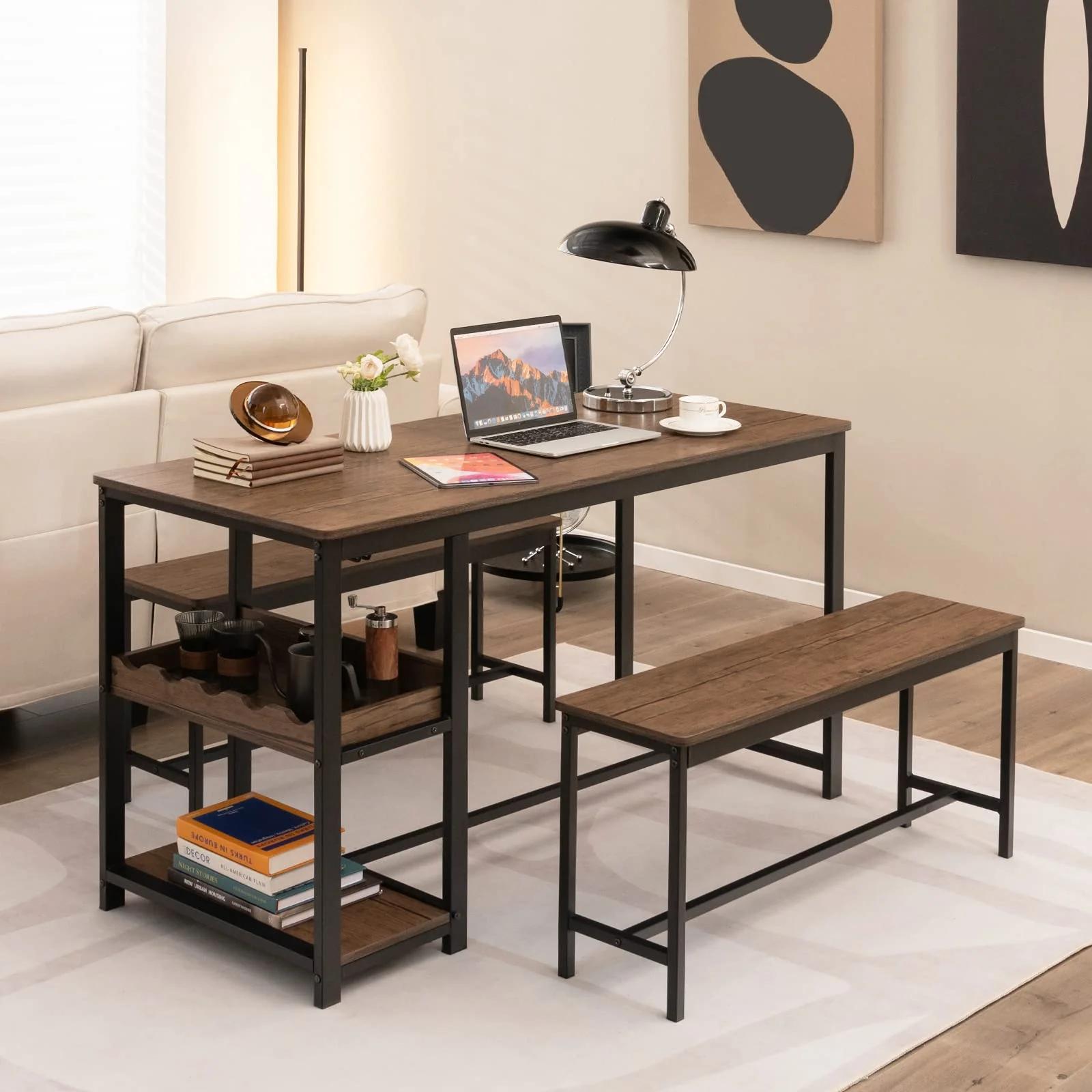 BEFOUNDLOVELY Dining Table Set for 4, 3-Piece 55