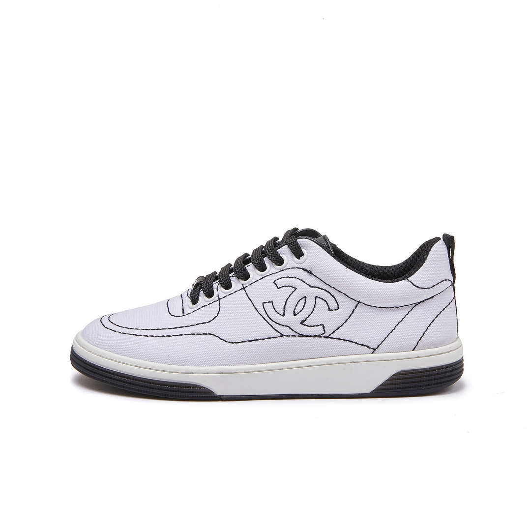 Chanel G46076 Women 24B Trainers Cotton  Black   White C91283 - Sneaker Replica Workshop