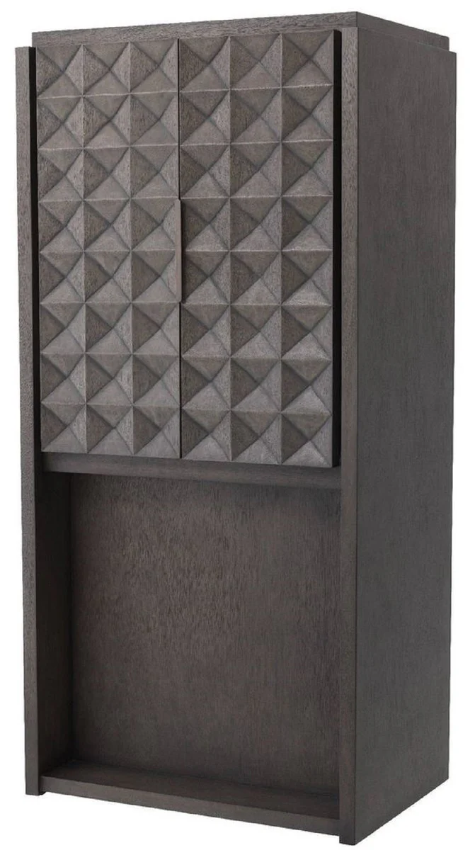 Luxury wine cabinet mocha colors / bronze 81.5 x 56 x H. 171 cm - solid wood bar cabinet with 2 doors and 3D effect in the fronts - bar furniture - luxury quality