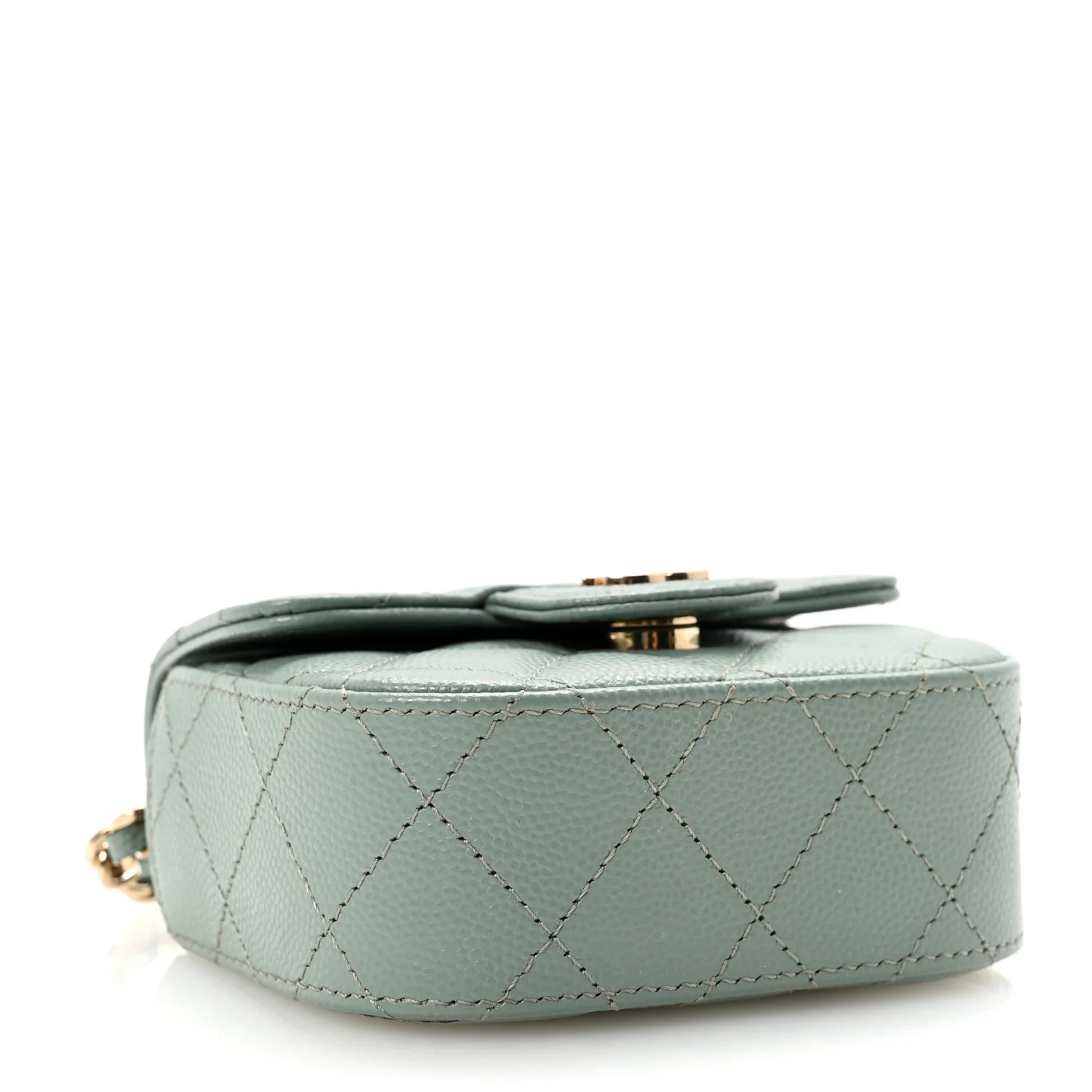 Caviar Quilted Mini Clutch With Chain Light Green - Top Club