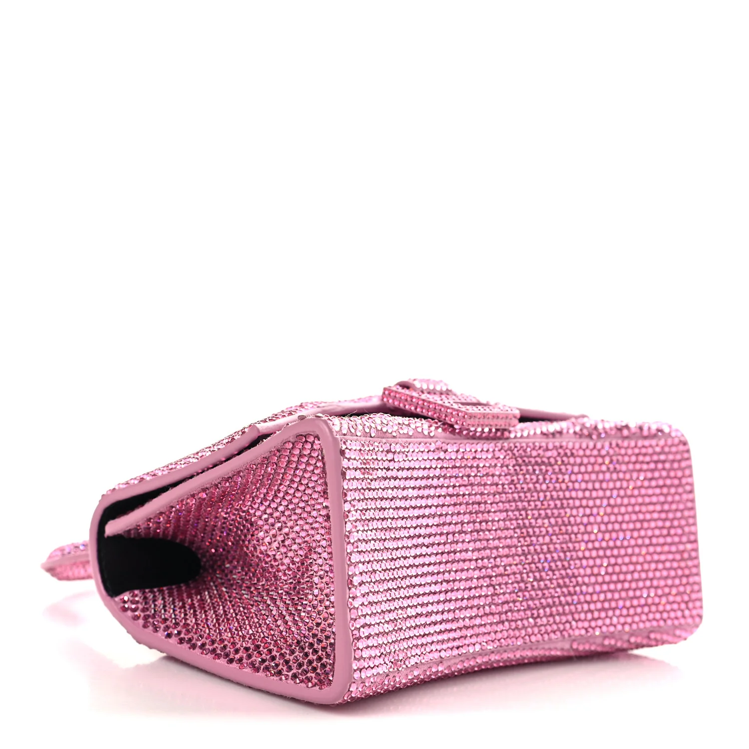 Strass Suede Hourglass Top Handle Bag XS Pink - Top Club