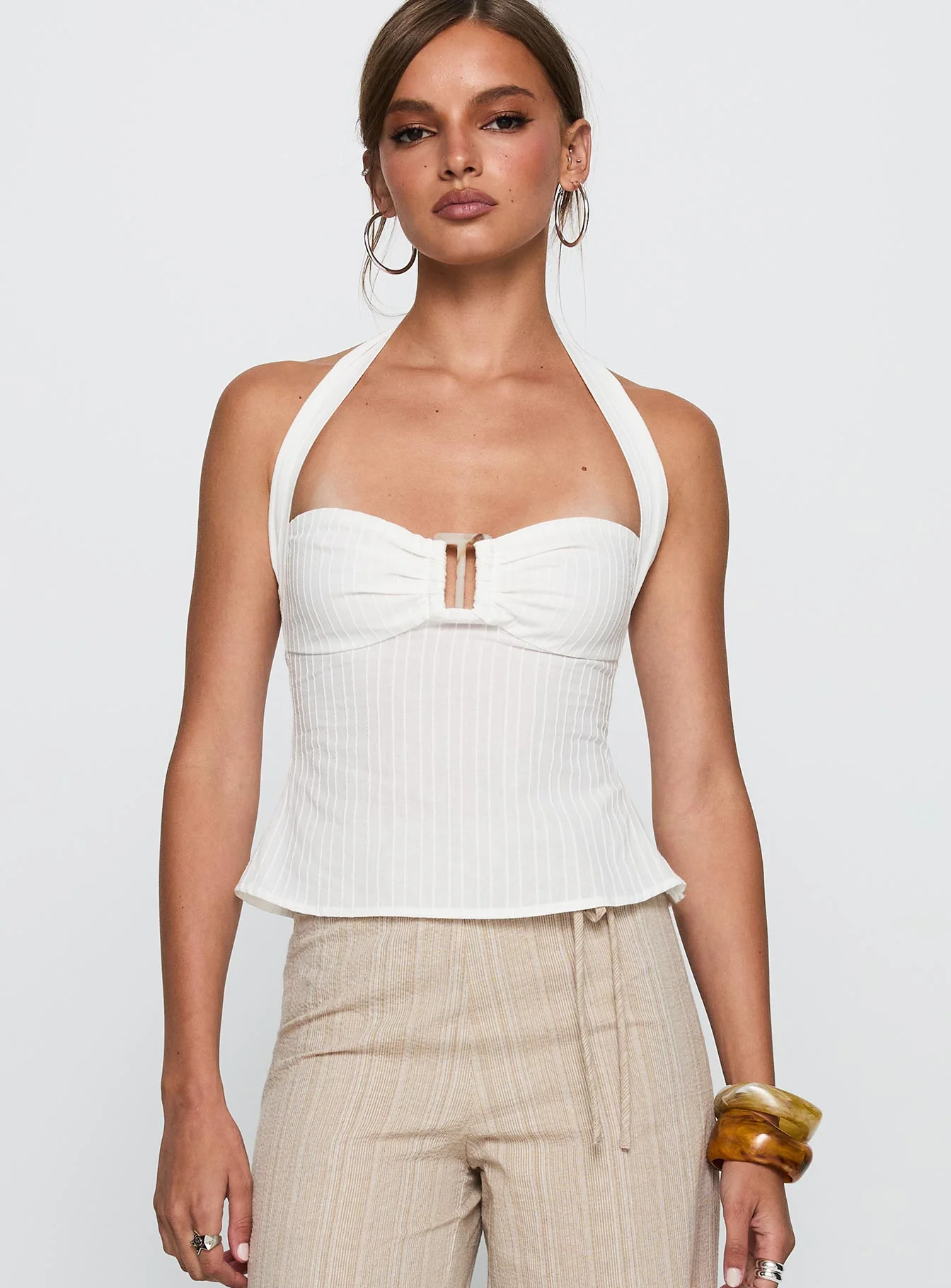 Isabetta Halter Top White