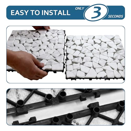 SUNWINGS 4PCS Natural Stone Interlocking Deck Tiles 12