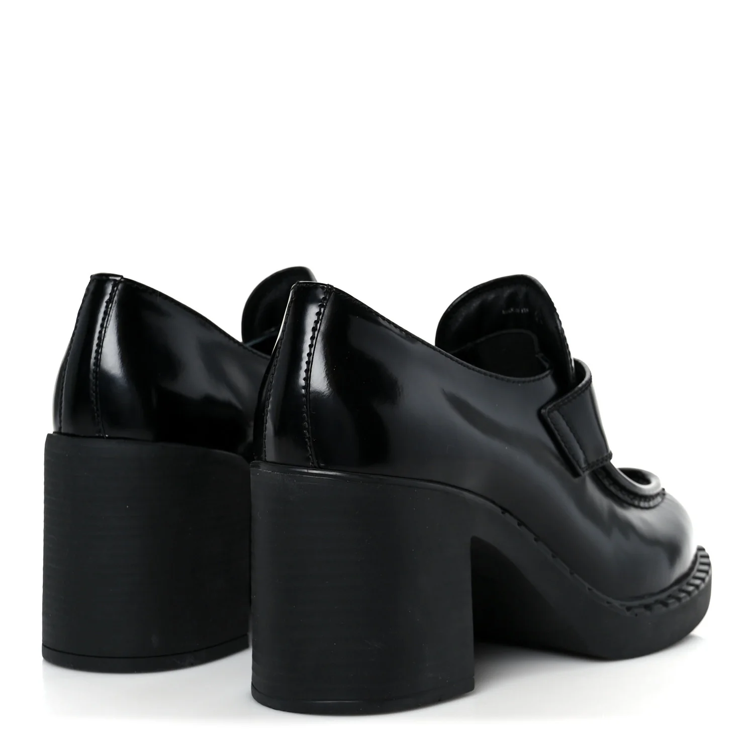 Spazzolato Metal Triangle Logo 85mm Loafers 40 Black - Top Club