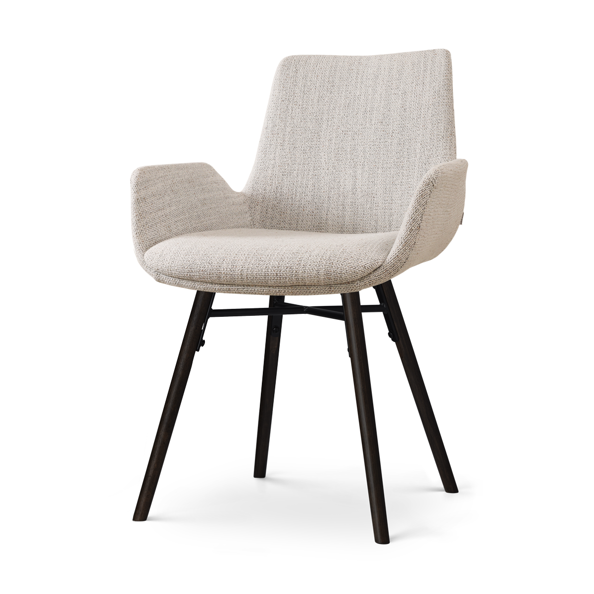 Eetkamerstoel Nena-Eef grijs beige gemêleerd - zwart