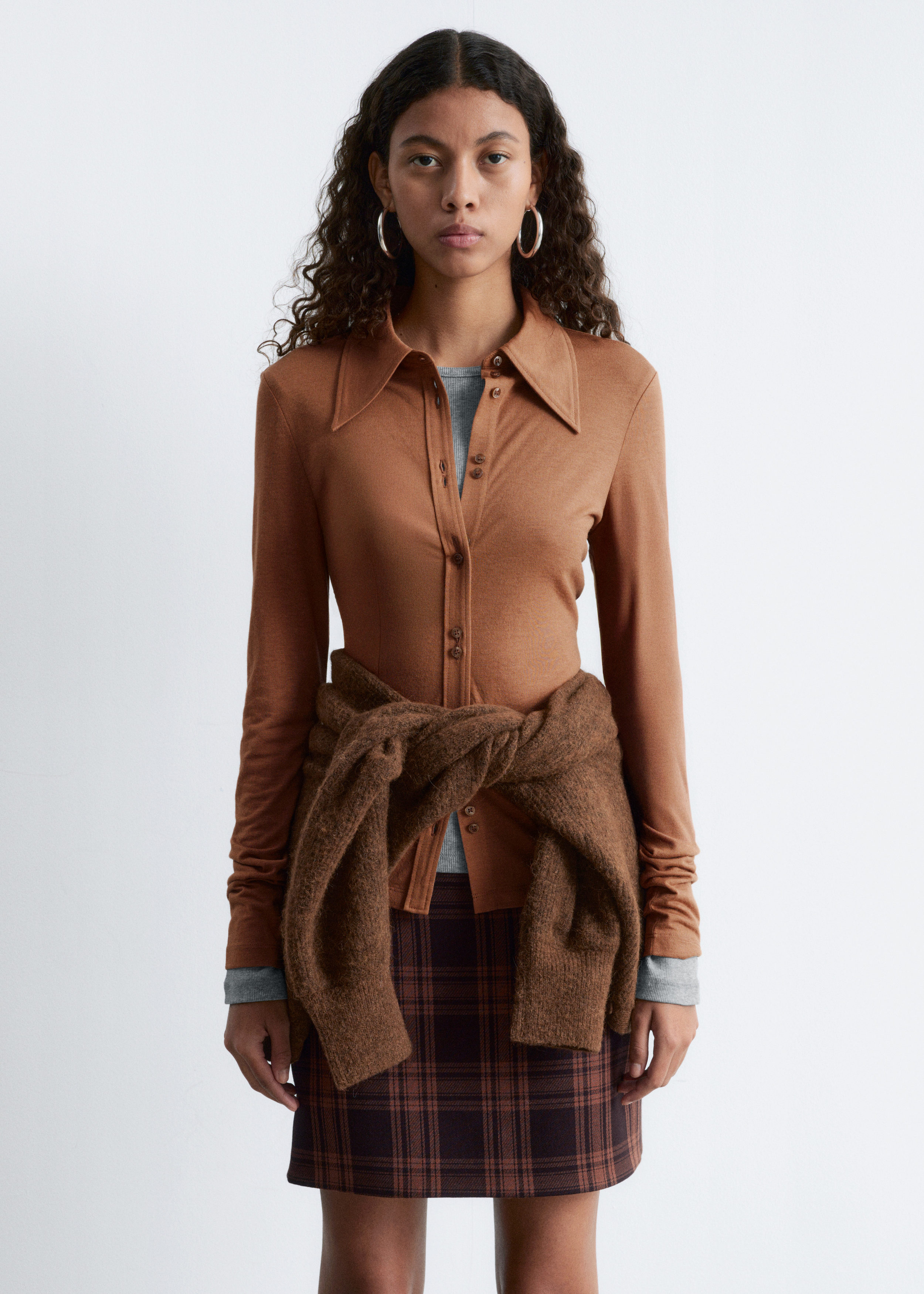 & Other Stories POINTED-COLLAR JERSEY SHIRT