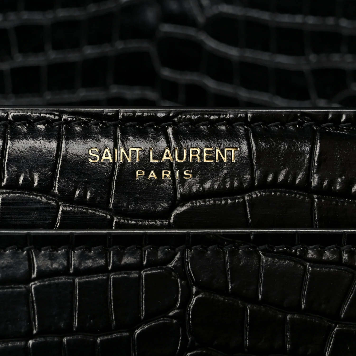 Calfskin Crocodile Embossed Large Monogram Sunset Black - Top Club
