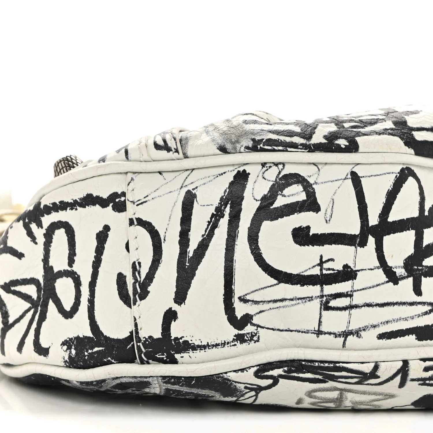 Agneau Arena Graffiti Le Cagole Shoulder Bag XS White Black - Top Club