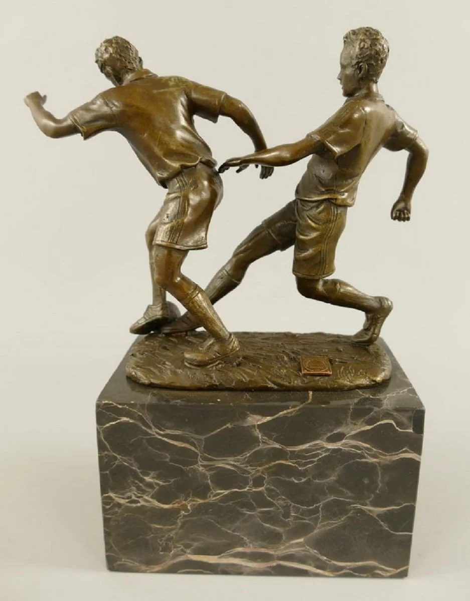 Bronze sculpture 2 football players bronze / gray H. 23 cm - desk decoration