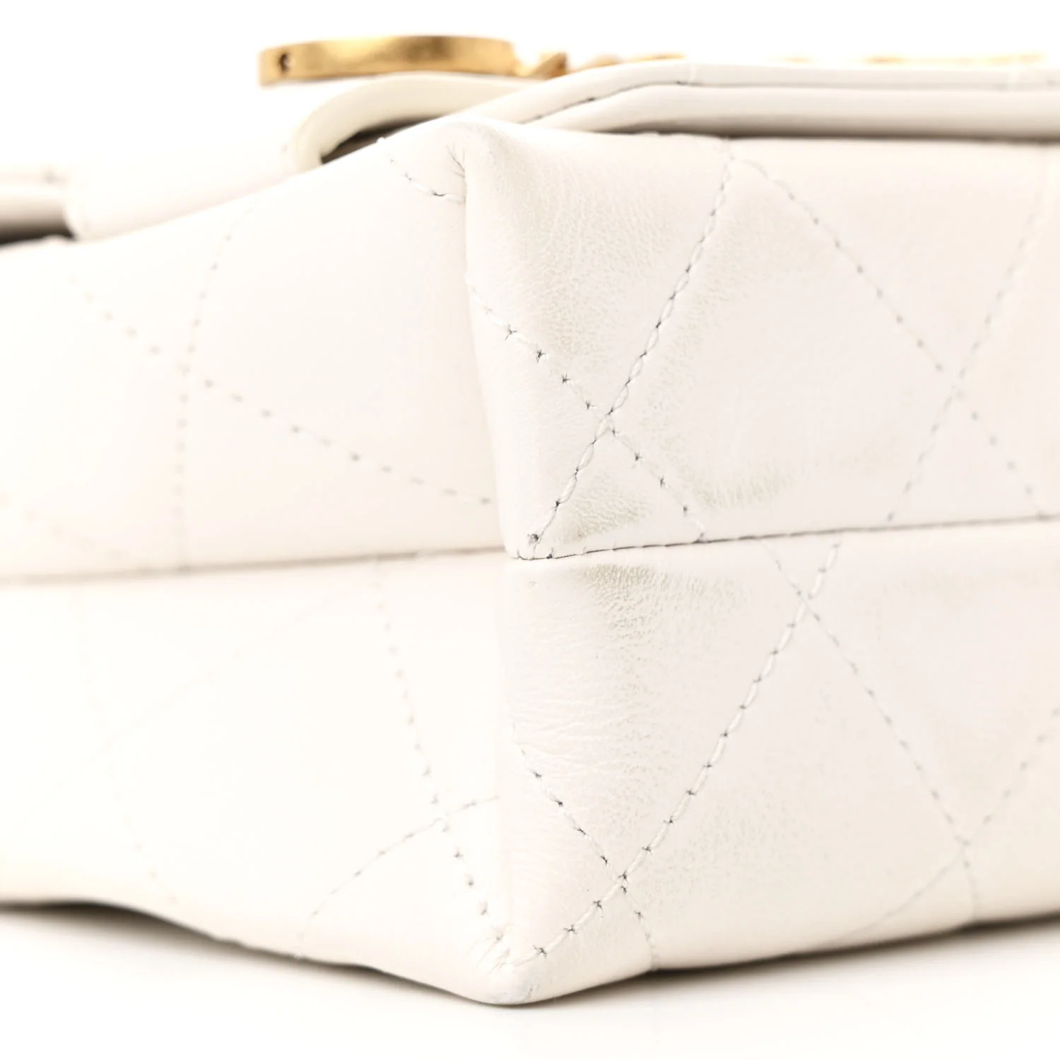 Calfskin Quilted Small Enchained Flap White - Top Club