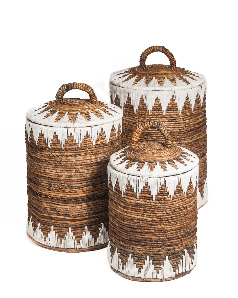 Waterhyacint mand Sekitar naturel/wit Large