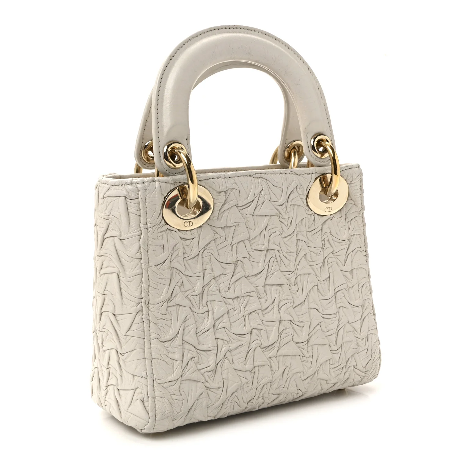 Lambskin Gathered Mini Lady Dior White - Top Club