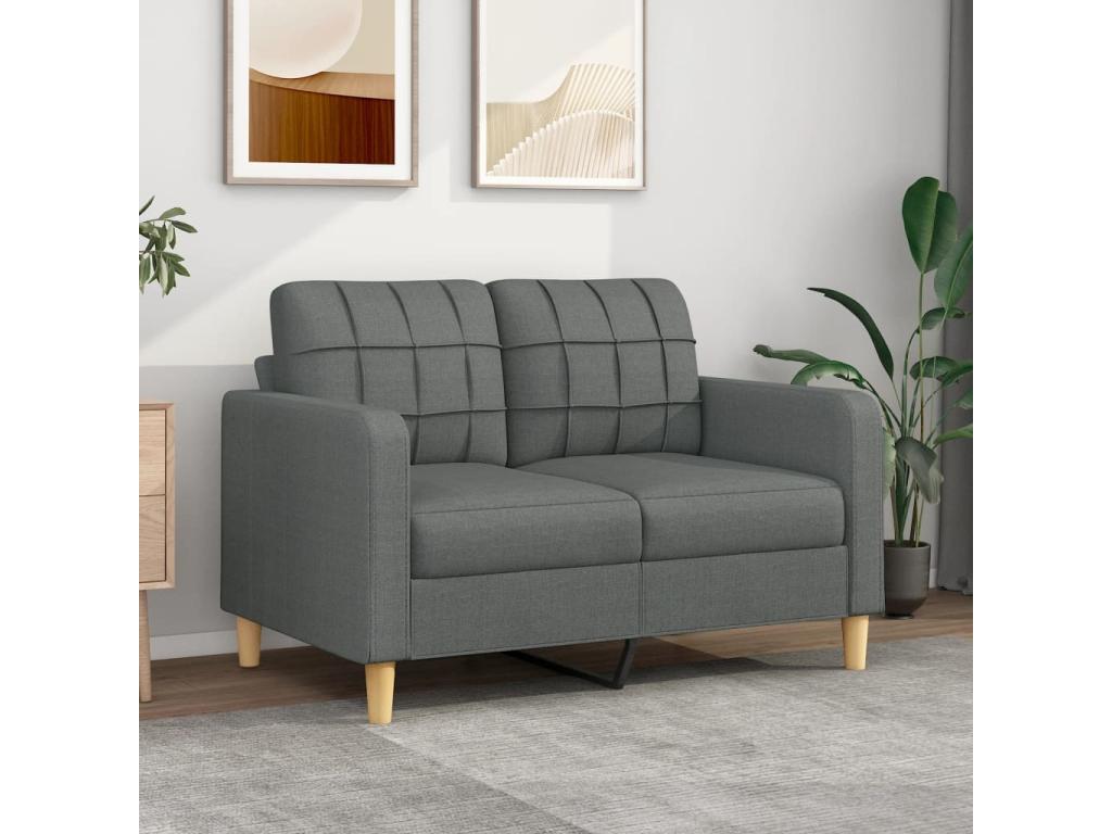Sofá de 2 plazas de tela gris oscuro 120 cm
