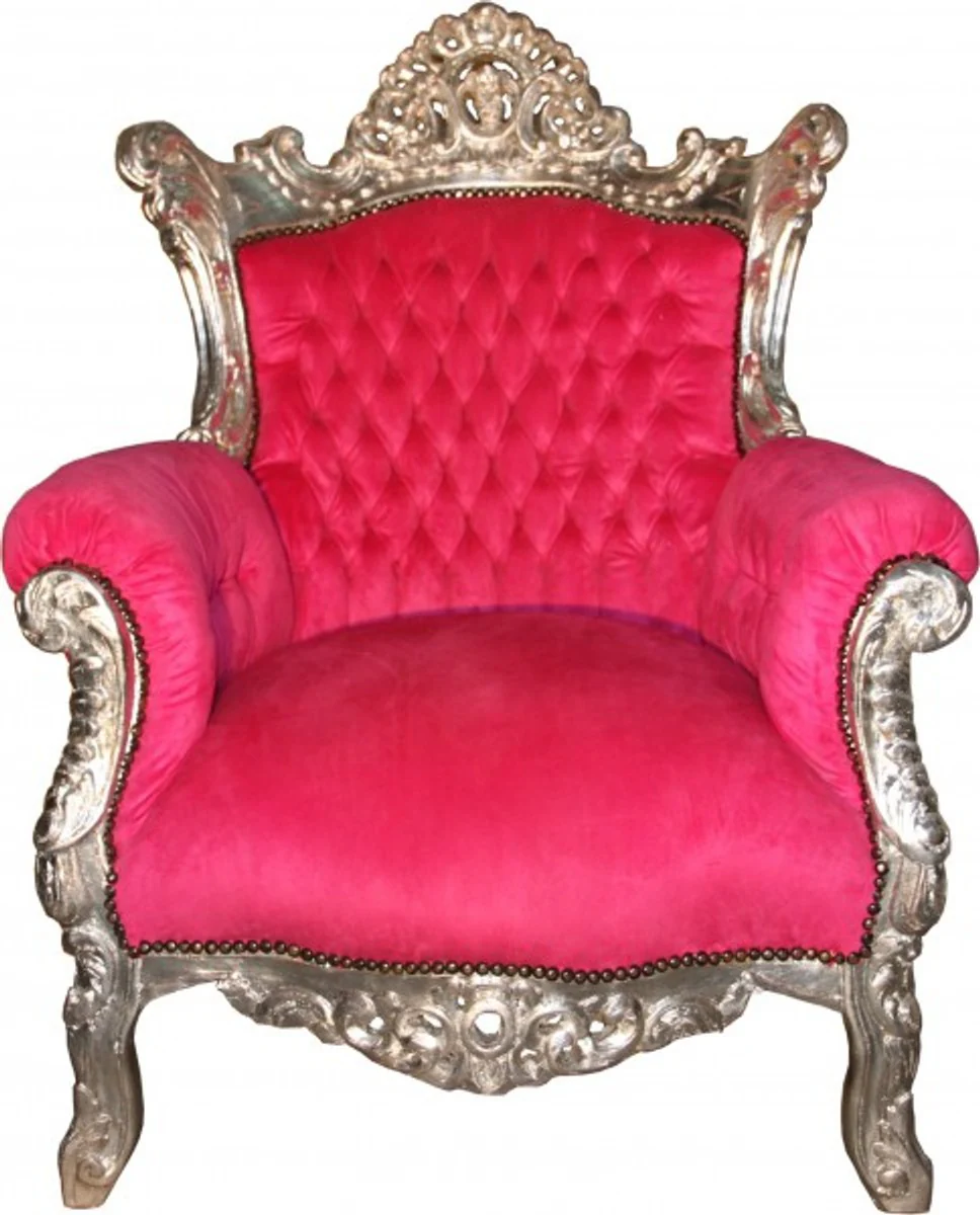 Baroque armchair Al Capone pink/silver