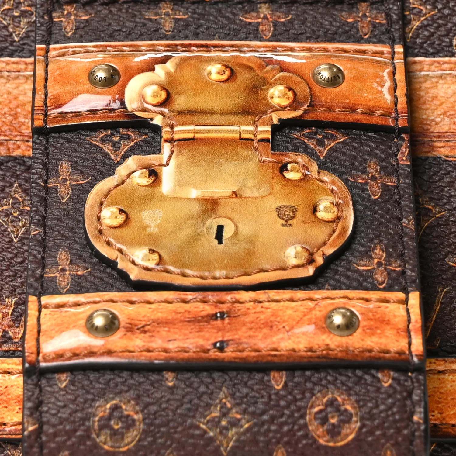 Calfskin Transformed Monogram Time Trunk Crown Frame Bag - Top Club