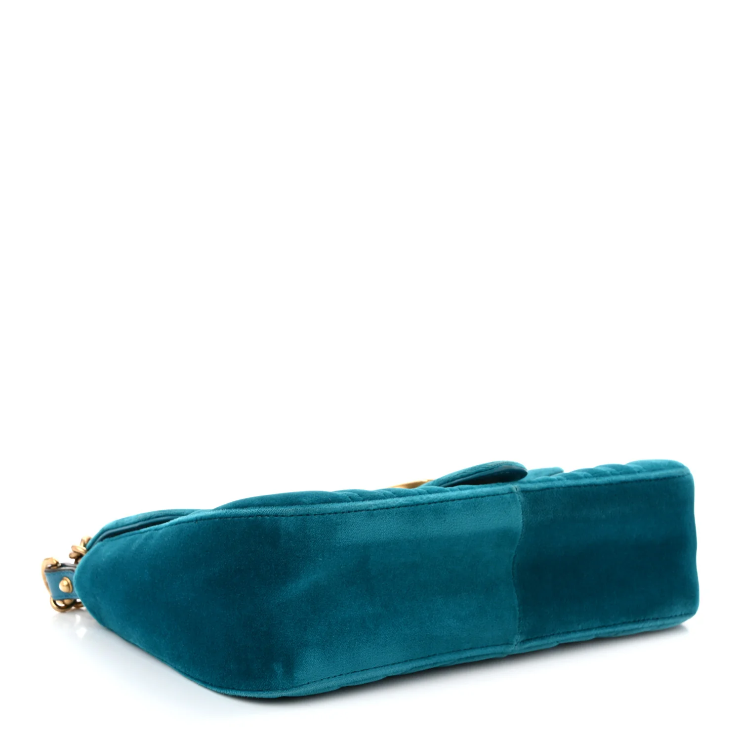 Velvet Matelasse Small GG Marmont Shoulder Bag Pavone Cyan - Top Club