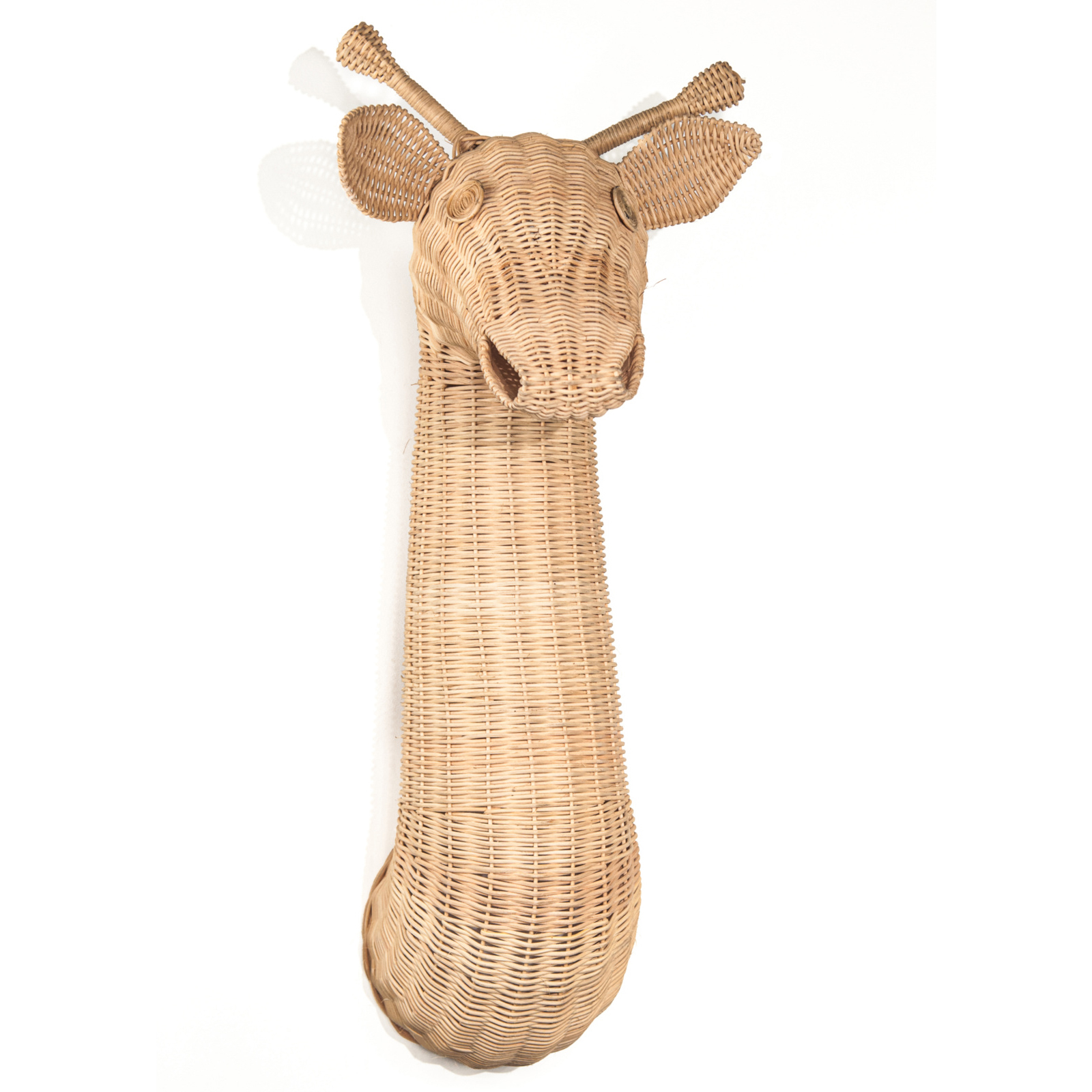 Wanddecoratie Rotan giraffekop/lamp rotan