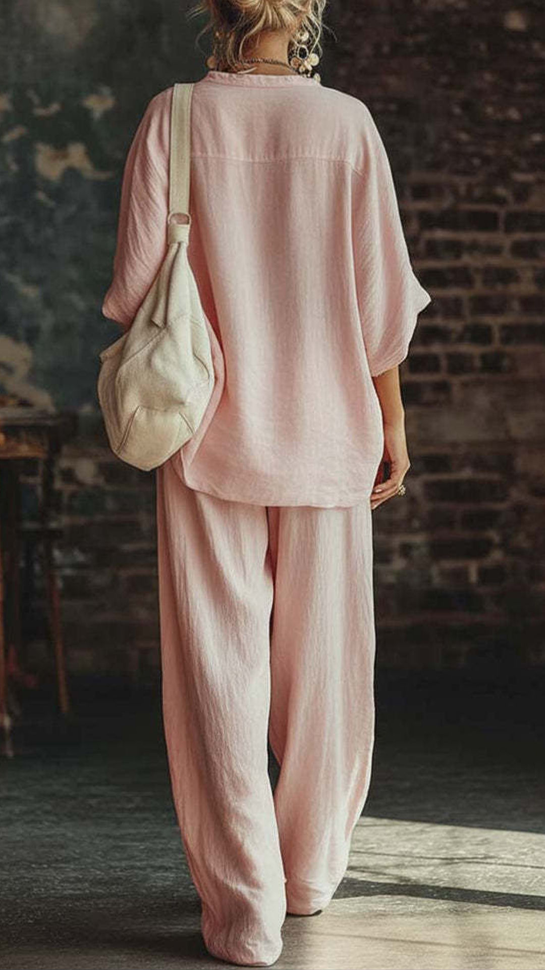 Women's  Relaxed Cotton-Blend Two-Piece Set - Nordfashionstorm - Women's Clothing, Fashion for You - Nordfashionstorm.com