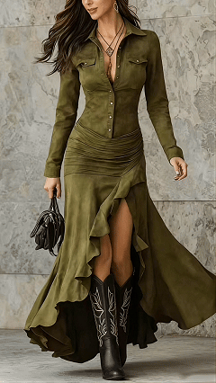 Women's Slim-Fit Long Dress with Zipper, Stand Collar, and Side Slit - Nordfashionstorm - Women's Clothing, Fashion for You - Nordfashionstorm.com