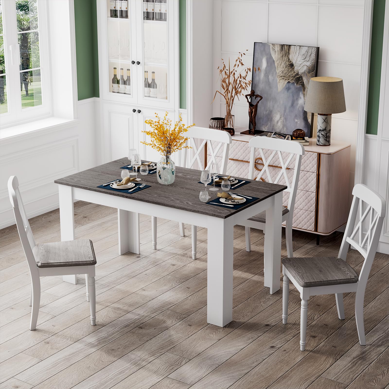 BEFOUNDLOVELY Wooden Dining Table, Modern Kitchen Table for 4, 47