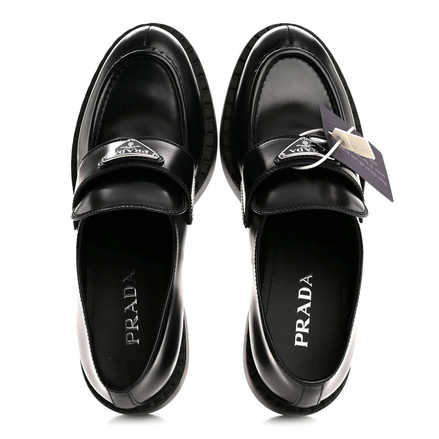 Spazzolato Metal Triangle Logo 50mm Loafers 40.5 Black