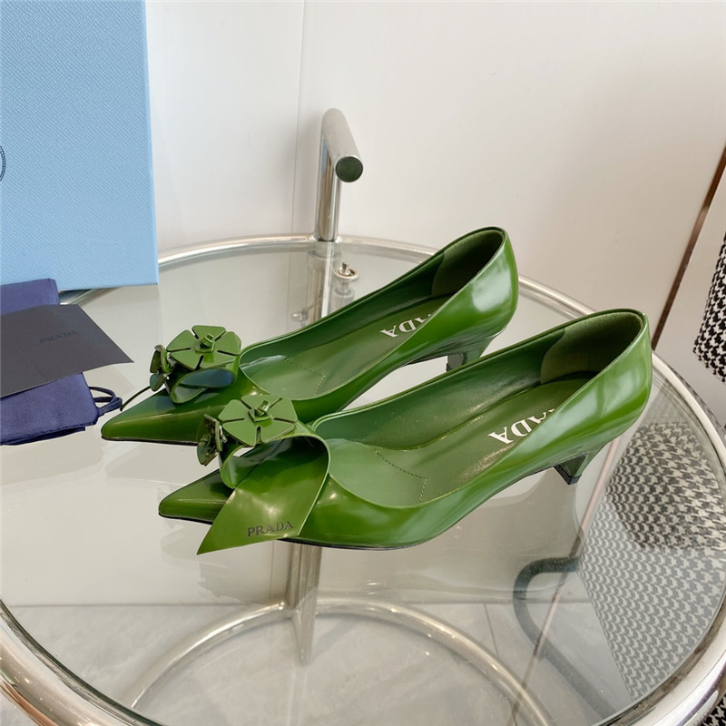 prada flower pointed toe small cone heel shoes - Sneaker Replica Workshop