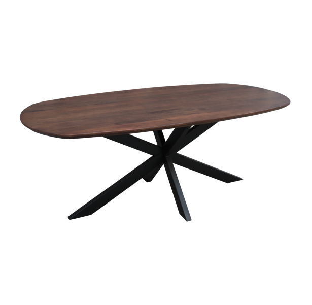 Eettafel Mango walnoot Deens ovaal 200x100cm met spinpoot